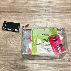 Sonia Kashuk Transparent Bag with Avatara Mask and Vaseline Balm